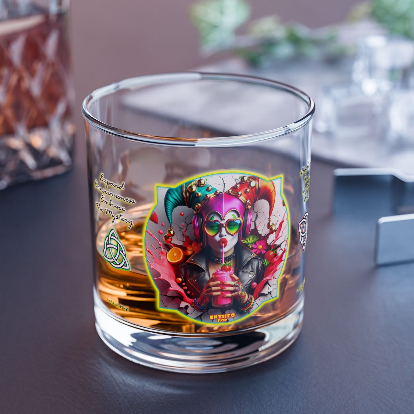 Rocks Glass, 10oz - I HEART PINK - Smoothie Collection - Jesterama