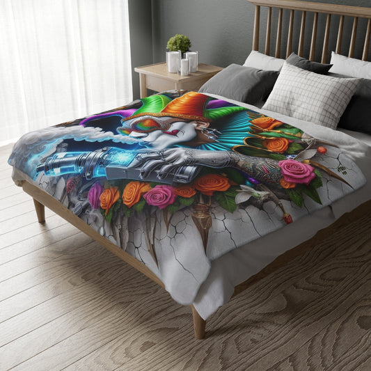 Vapors Collection - BLUE SKY MY MY - Velveteen Microfiber Blanket - Large 80" x 60"