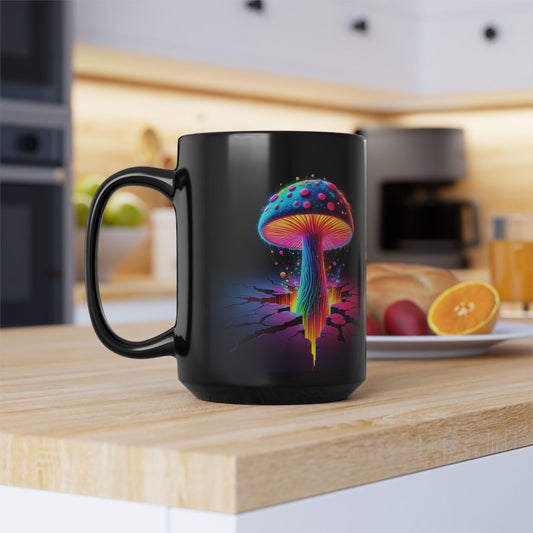 Night Spores Collection ~ NEON MYCOSIS ~ Black Mug 15oz