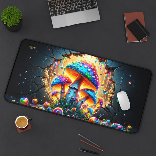 Spores of Divine Bloom - Jewels of the Threshold Collection - ShroomaRooma Desk Mat