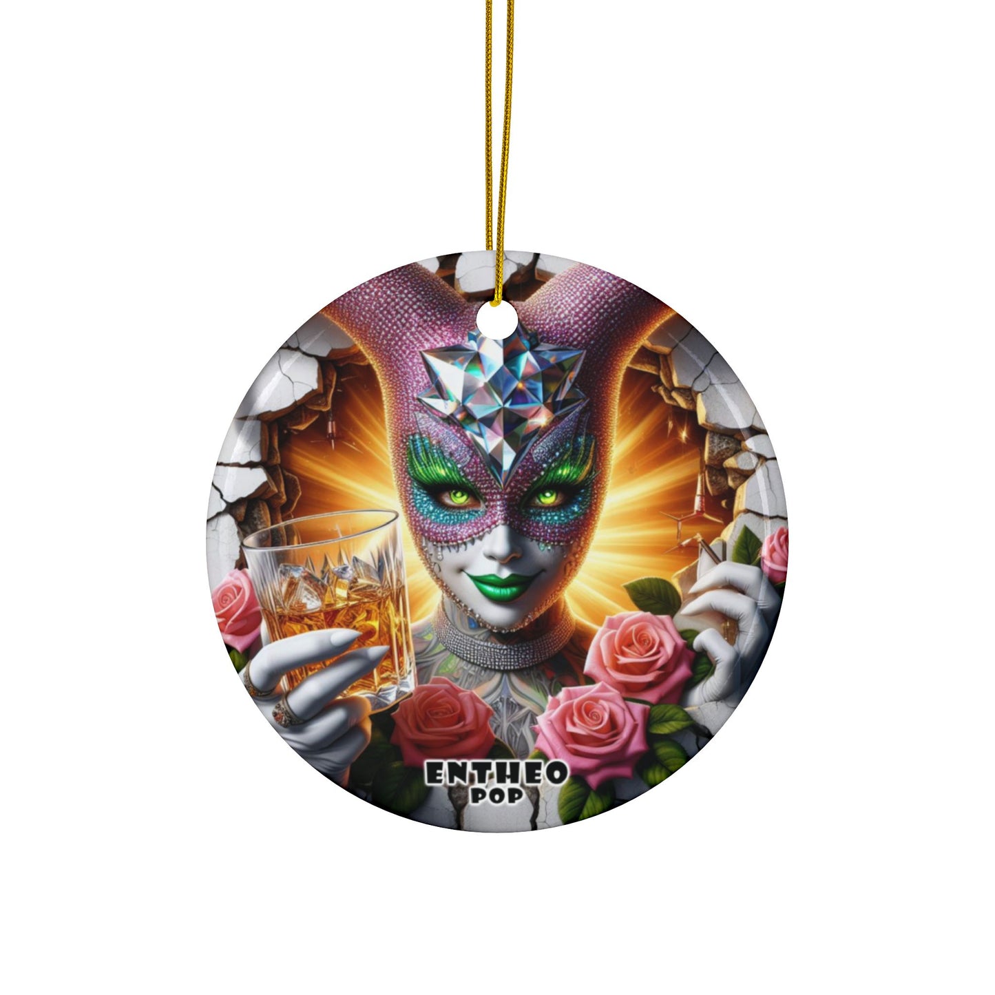 Cocktails Collection - CHEERS GREENIE SWEET EYES - Ceramic Ornament