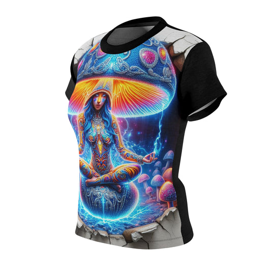 Mystara's Magic Mycellium - Mushroom - Comfortable Women's Crew Neck Shirt - GnomePOP