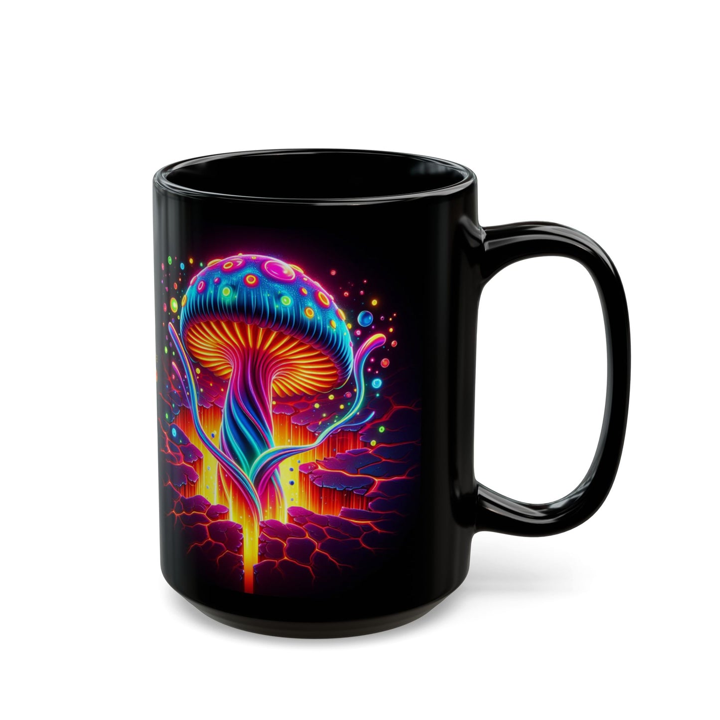 Night Spores Collection ~ ELECTRIC MYCOMIRAGE ~ Black Mug 15oz