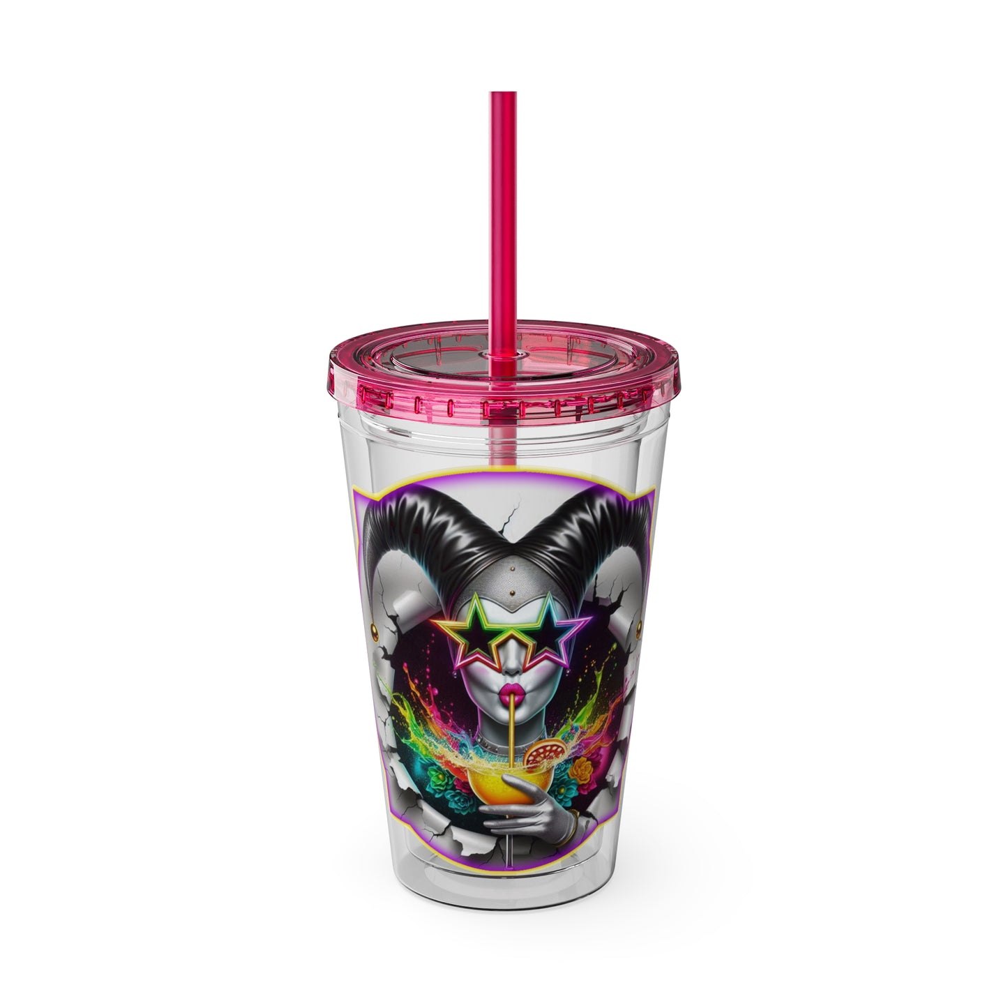 Cocktails Collection ~ ROUGE REVERIE ~ Sunsplash Tumbler with Straw, 16oz