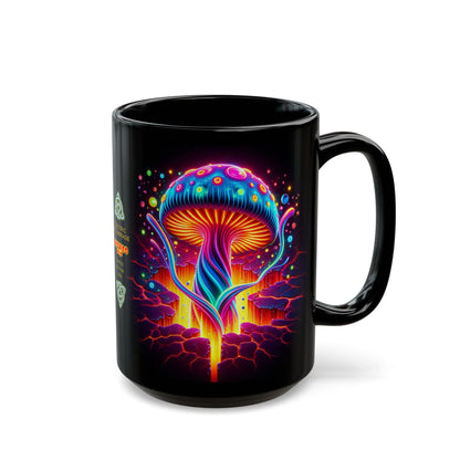 Night Spores Collection ~ ELECTRIC MYCOMIRAGE ~ Black Mug 15oz