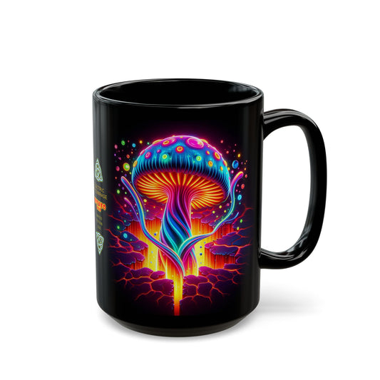 Night Spores Collection ~ ELECTRIC MYCOMIRAGE ~ Black Mug 15oz