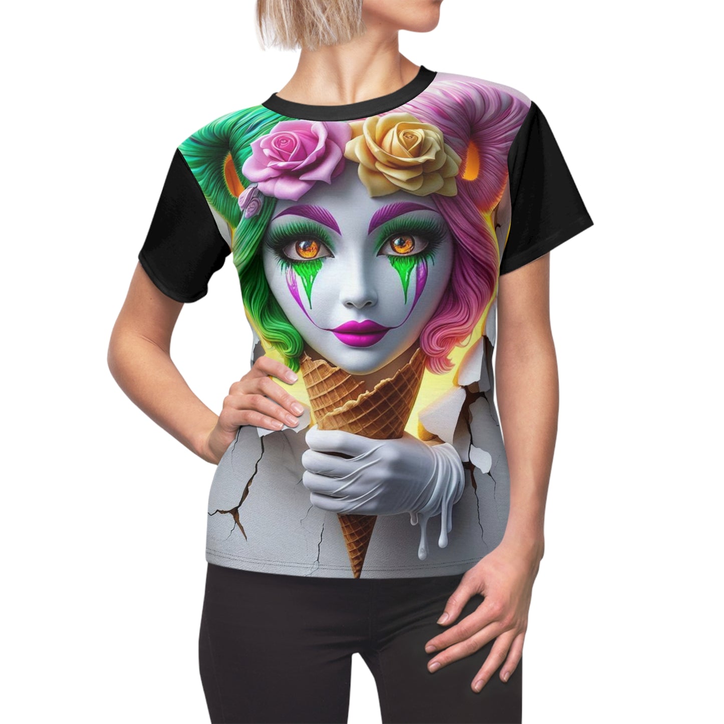 Sweet Ice Bliss of the Cream Rose Jester  - Comfortable Women's Crew Neck Shirt - GnomePOP