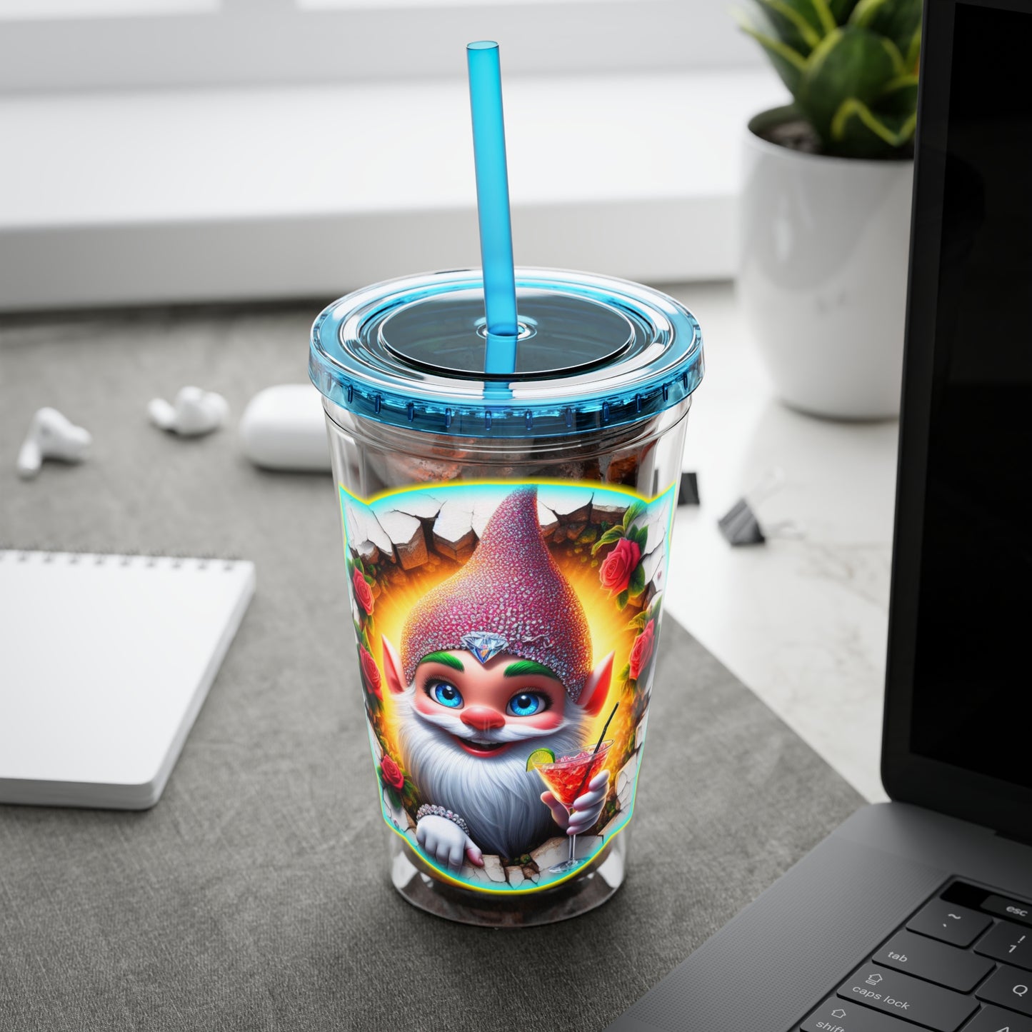 Cocktails Collection ~ THE BEARDED BELLINI ~ Sunsplash Tumbler with Straw, 16oz