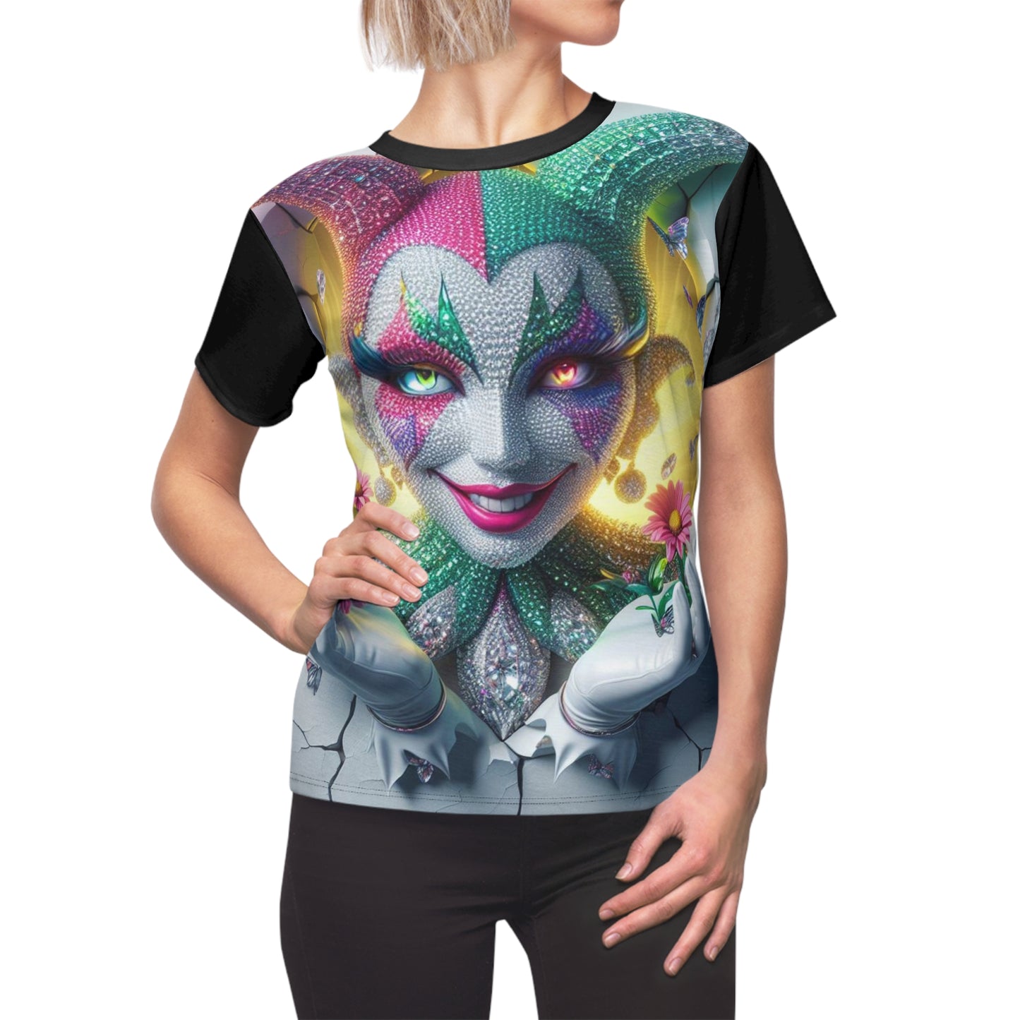 Glinda's Graceful Golden Gleam - Jester - Comfortable Women's Crew Neck Shirt  GnomePOP