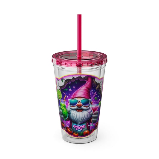 Cocktails Collection ~ GNOMEBODY'S BUSINESS ~ Sunsplash Tumbler with Straw, 16oz