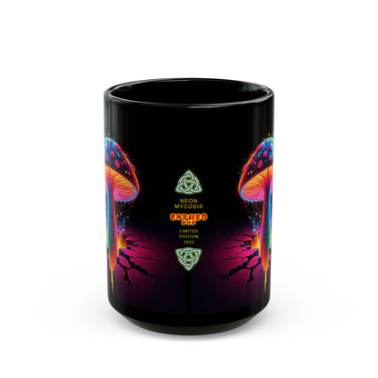 Night Spores Collection ~ NEON MYCOSIS ~ Black Mug 15oz