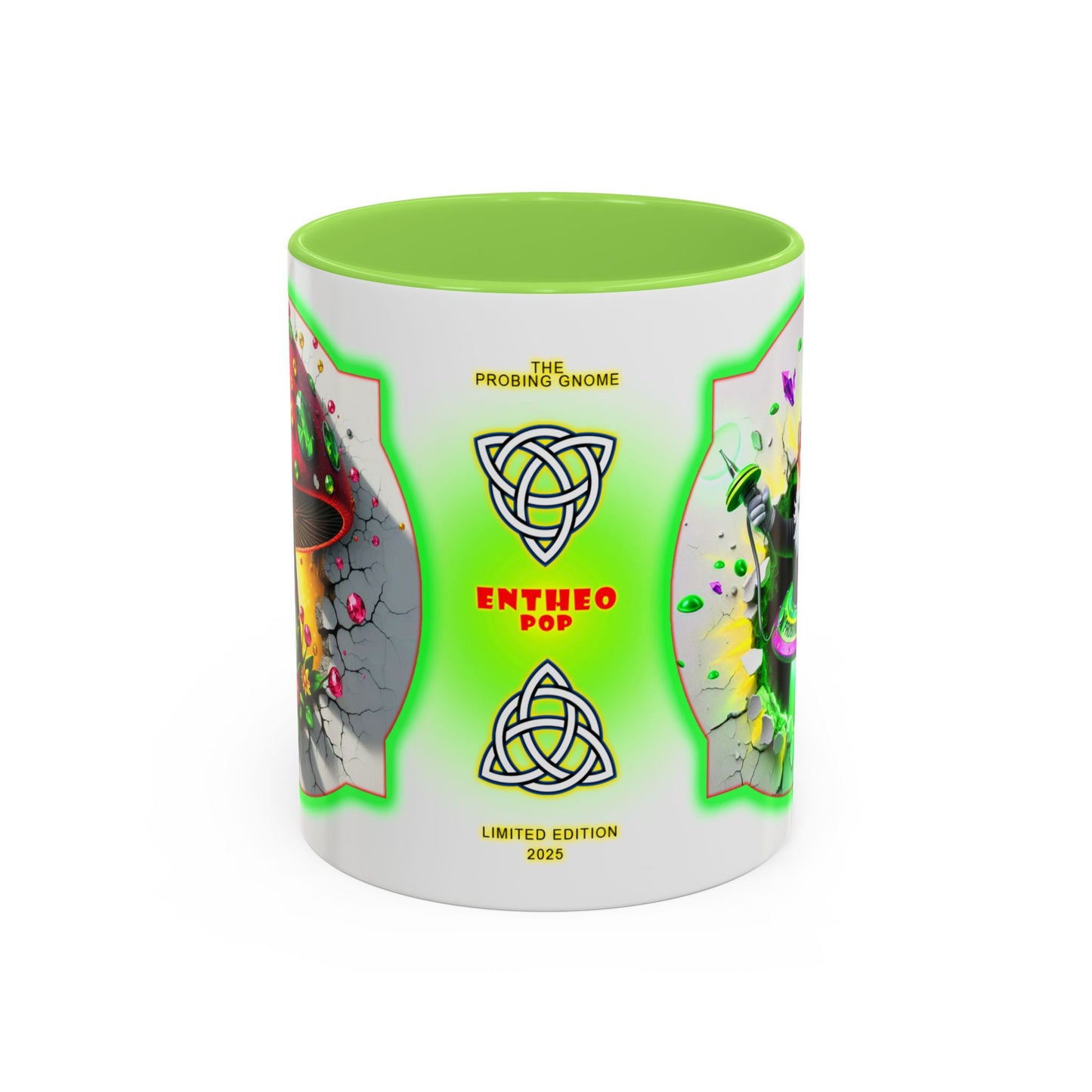 Aliens Collection ~ THE PROBING GNOME & EMERALD MUSHROOM ~ 11oz Colorful Mug