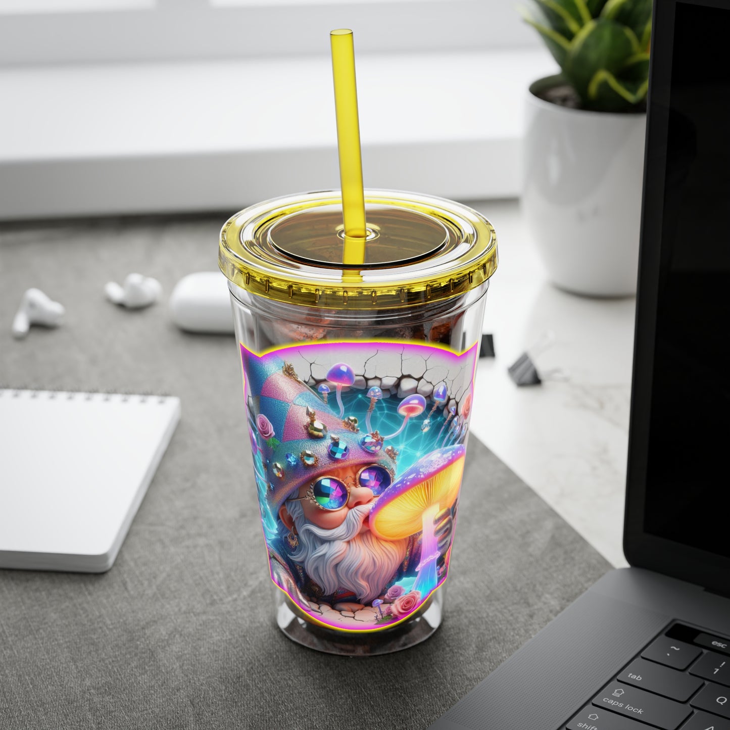 Cocktails Collection ~ GLIMMERGROVE ~ Sunsplash Tumbler with Straw, 16oz