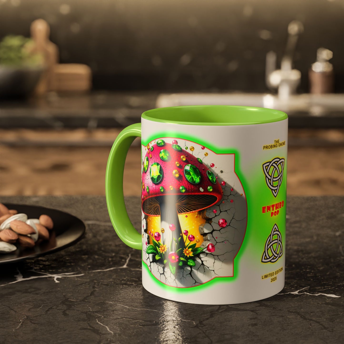 Aliens Collection ~ THE PROBING GNOME & EMERALD MUSHROOM ~ 11oz Colorful Mug