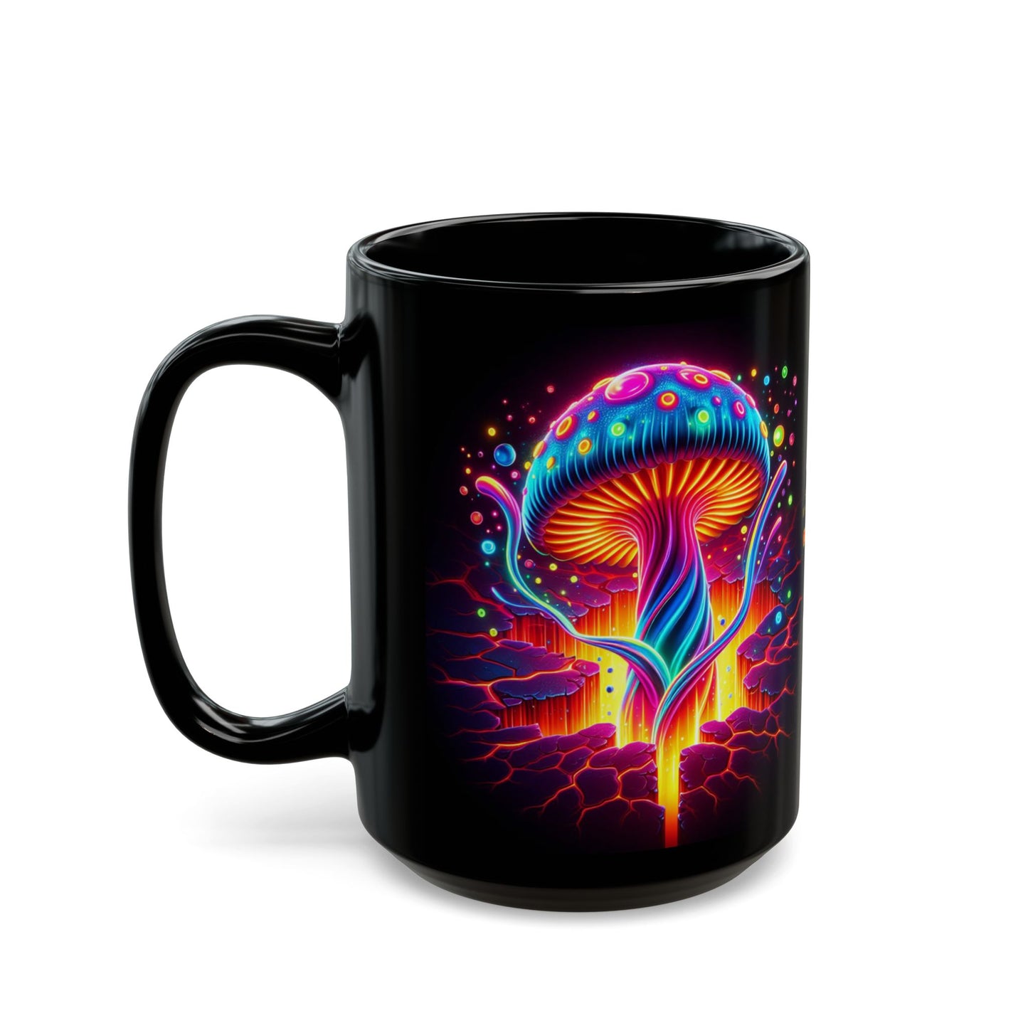 Night Spores Collection ~ ELECTRIC MYCOMIRAGE ~ Black Mug 15oz