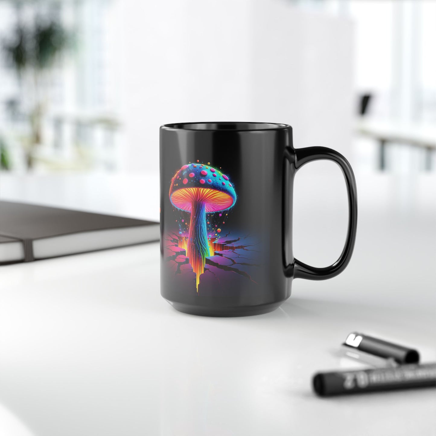 Night Spores Collection ~ NEON MYCOSIS ~ Black Mug 15oz