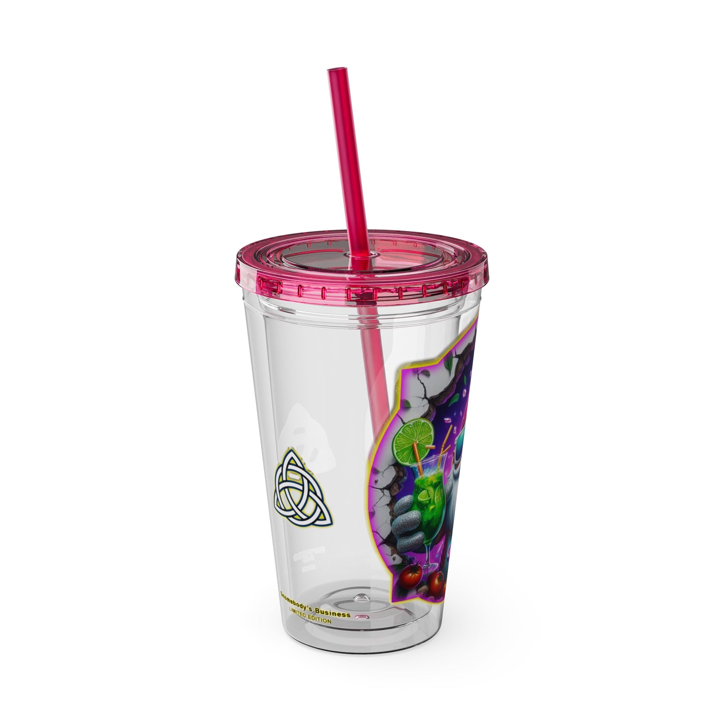 Cocktails Collection ~ GNOMEBODY'S BUSINESS ~ Sunsplash Tumbler with Straw, 16oz