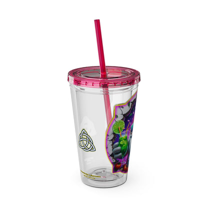 Cocktails Collection ~ GNOMEBODY'S BUSINESS ~ Sunsplash Tumbler with Straw, 16oz