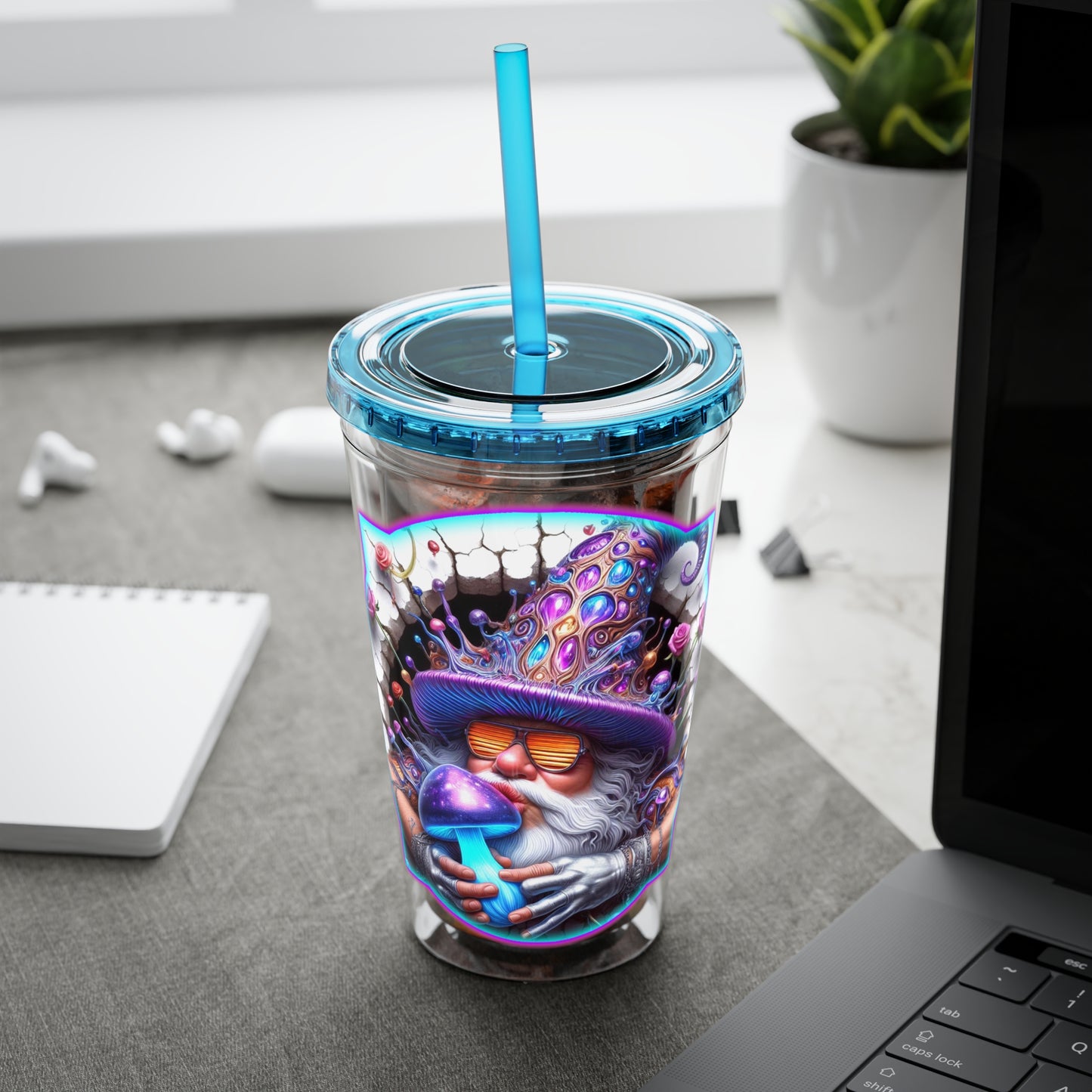 Cocktails Collection ~ SPORES OF AFFECTION ~ Sunsplash Tumbler with Straw, 16oz
