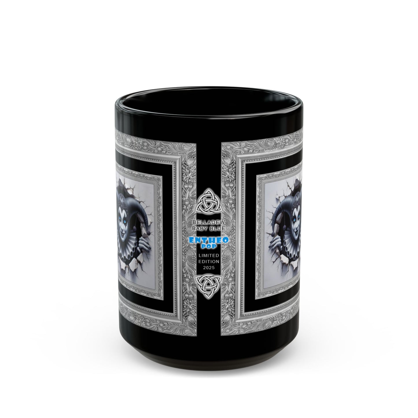 Striking Collection ~ BELLADEW BABY BLUE ~ Black Mug 15oz