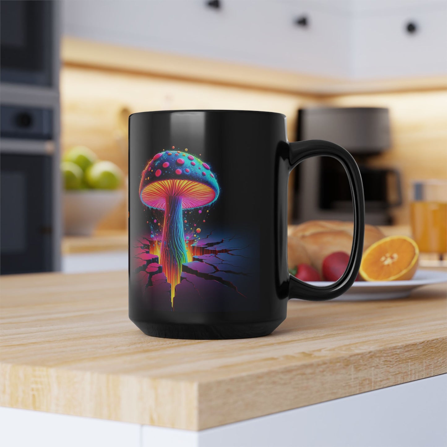Night Spores Collection ~ NEON MYCOSIS ~ Black Mug 15oz