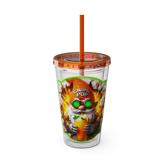 Cocktails Collection ~ GNOME KNOWS BEST ~ Sunsplash Tumbler with Straw, 16oz