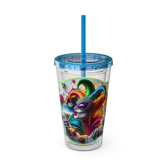 Cocktails Collection ~ BLUSH BEFORE MIDNIGHT ~ Sunsplash Tumbler with Straw, 16oz
