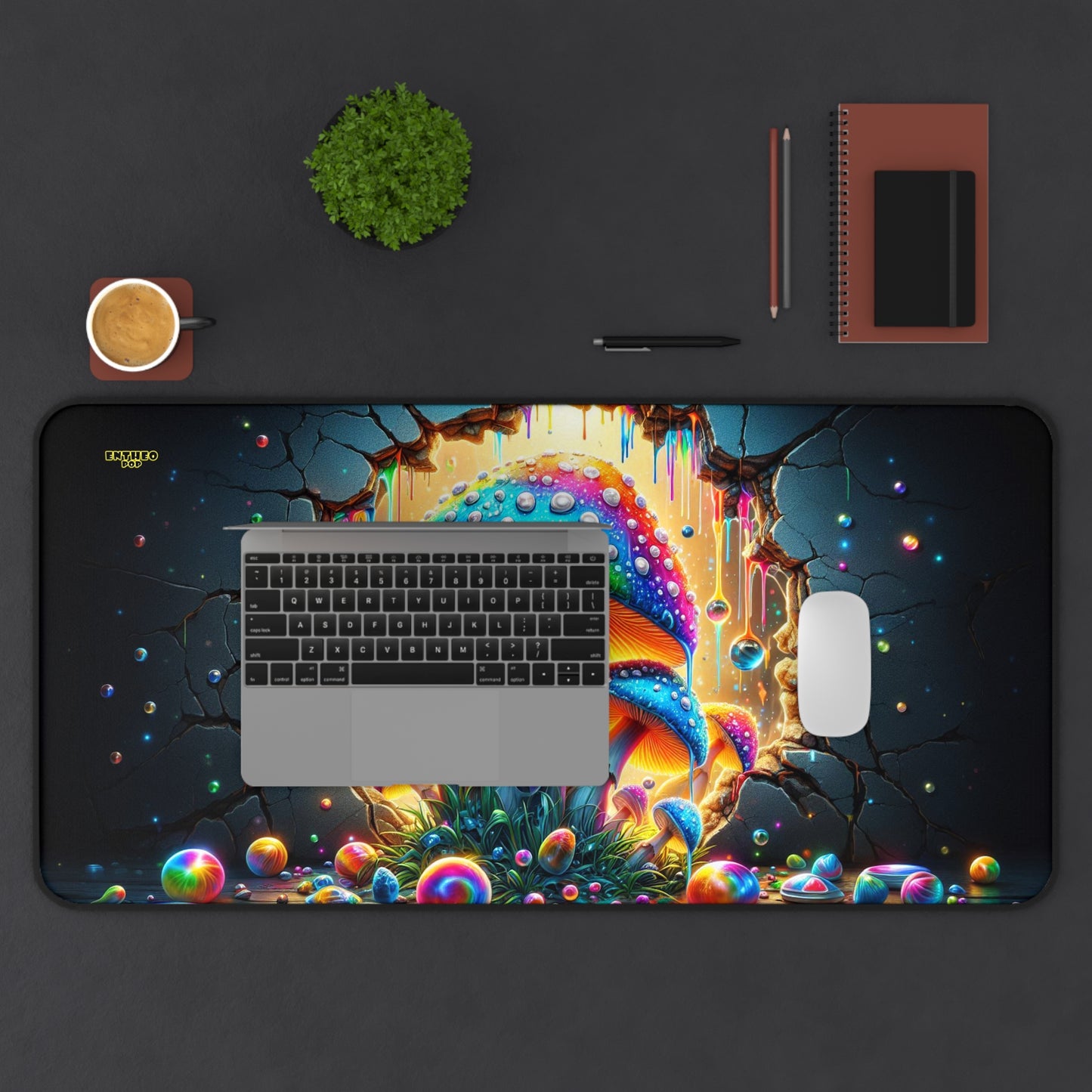 Spores of Divine Bloom - Jewels of the Threshold Collection - ShroomaRooma Desk Mat
