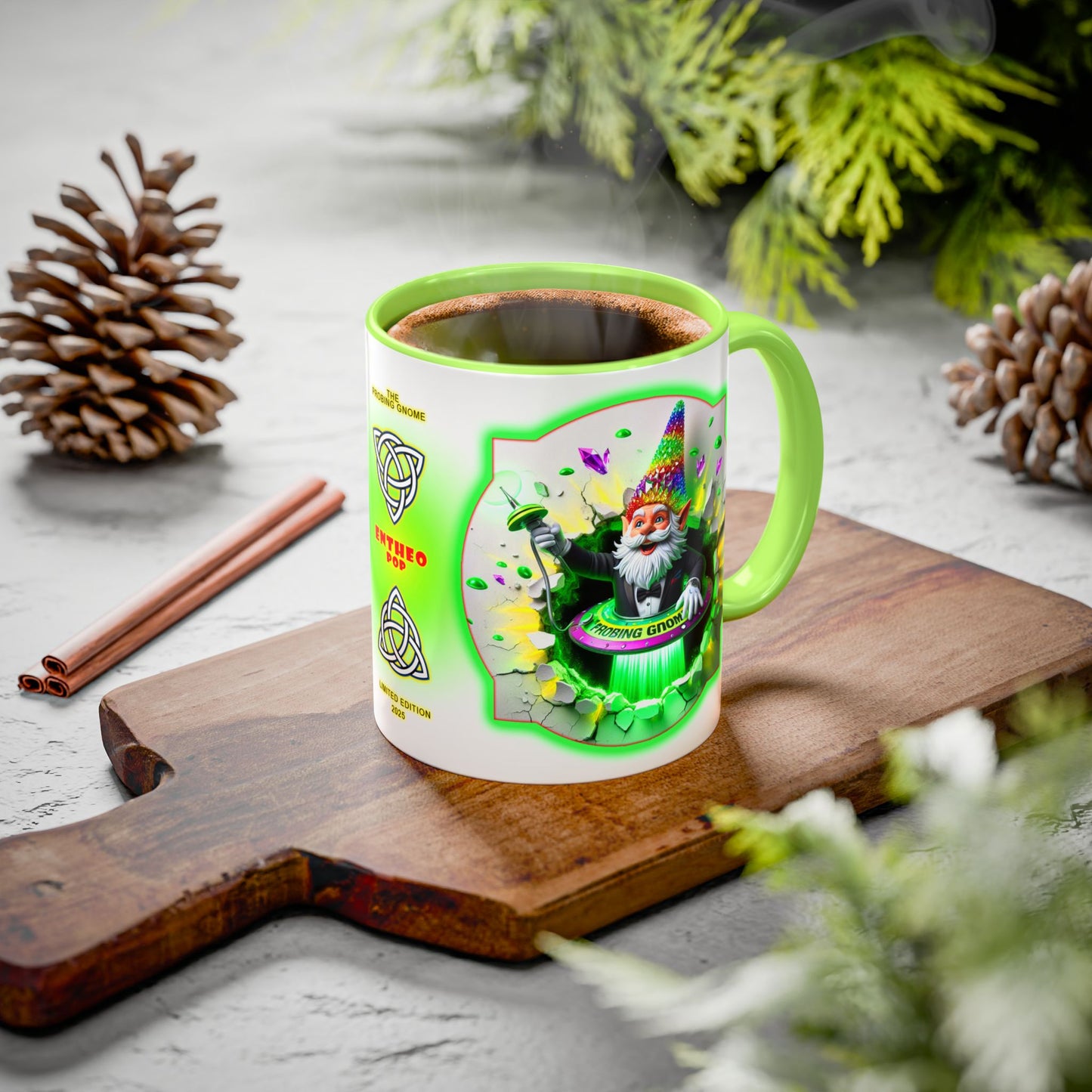 Aliens Collection ~ THE PROBING GNOME & EMERALD MUSHROOM ~ 11oz Colorful Mug