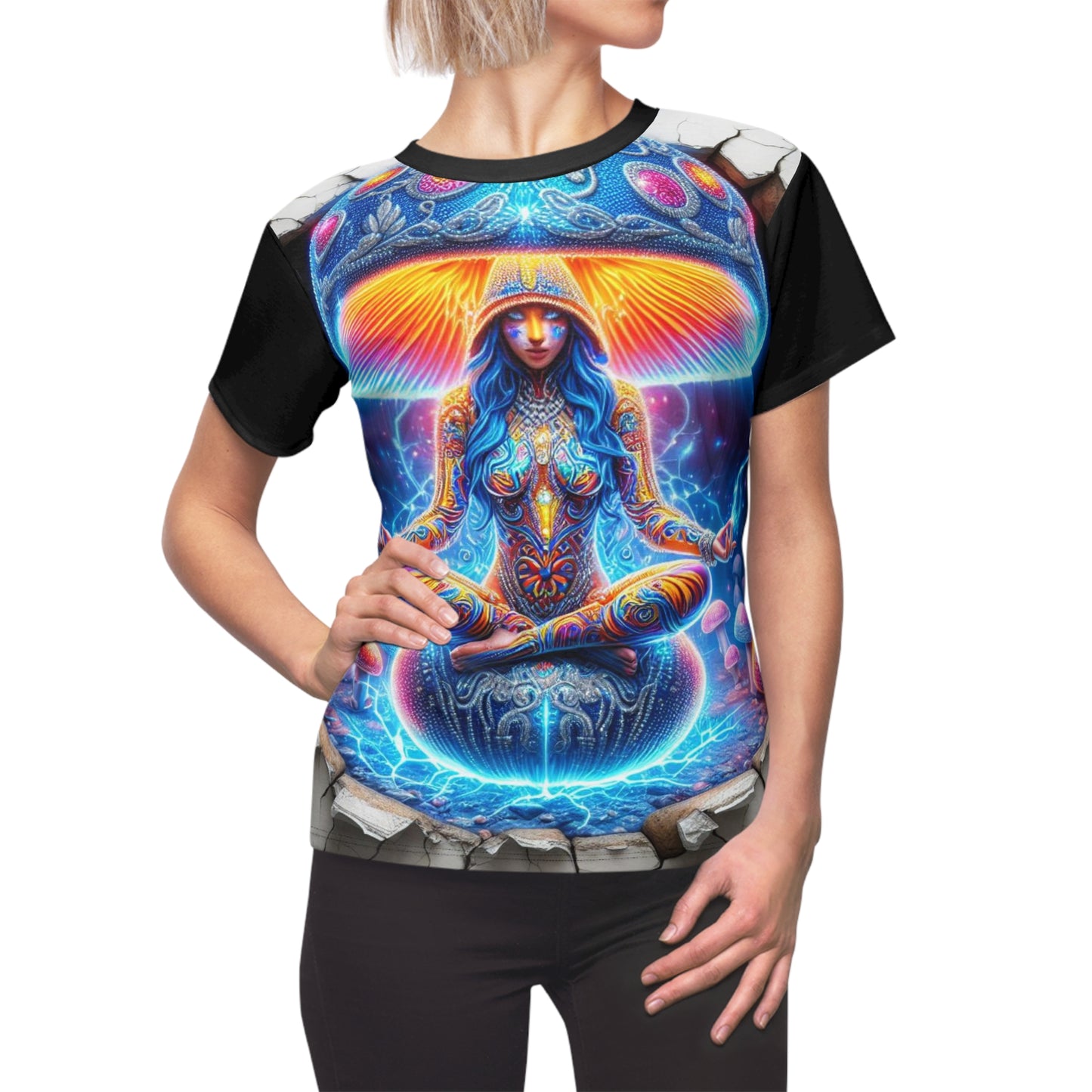 Mystara's Magic Mycellium - Mushroom - Comfortable Women's Crew Neck Shirt - GnomePOP