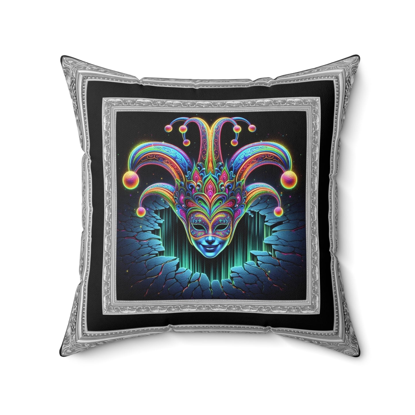 Masquerade Collection ~ CARNIVAL MIRAGE & ShroomaRooma ~ 20" Square Pillow ~ Jesterama