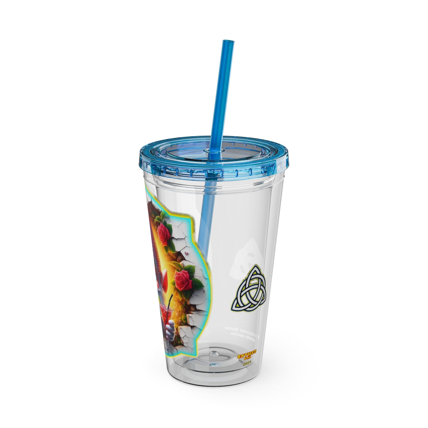Cocktails Collection ~ THE BEARDED BELLINI ~ Sunsplash Tumbler with Straw, 16oz