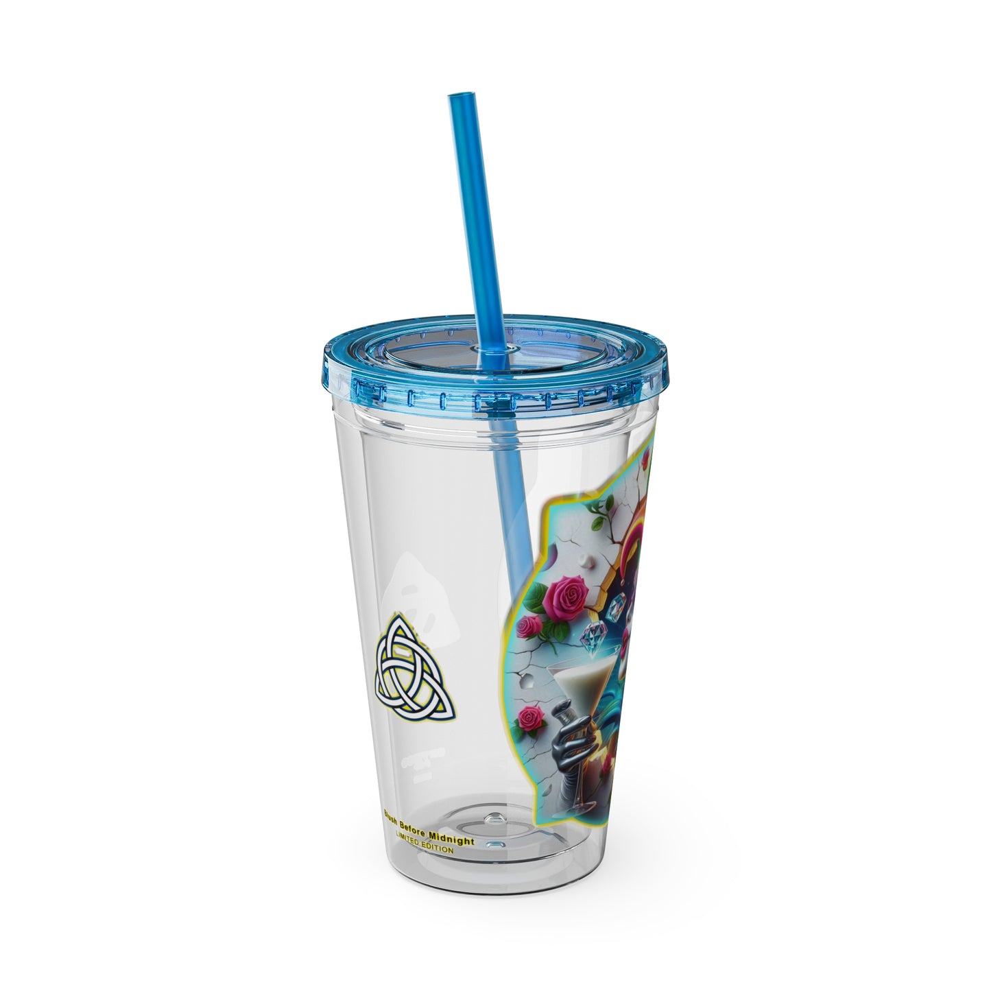 Cocktails Collection ~ BLUSH BEFORE MIDNIGHT ~ Sunsplash Tumbler with Straw, 16oz