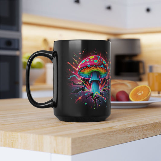Night Spores Collection ~ THE HYPHAE HALO ~ Black Mug 15oz