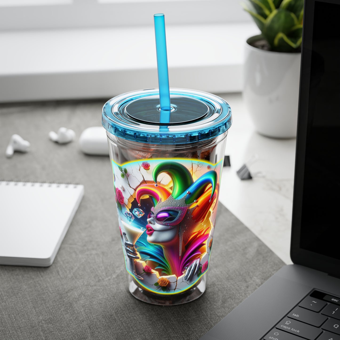 Cocktails Collection ~ BLUSH BEFORE MIDNIGHT ~ Sunsplash Tumbler with Straw, 16oz