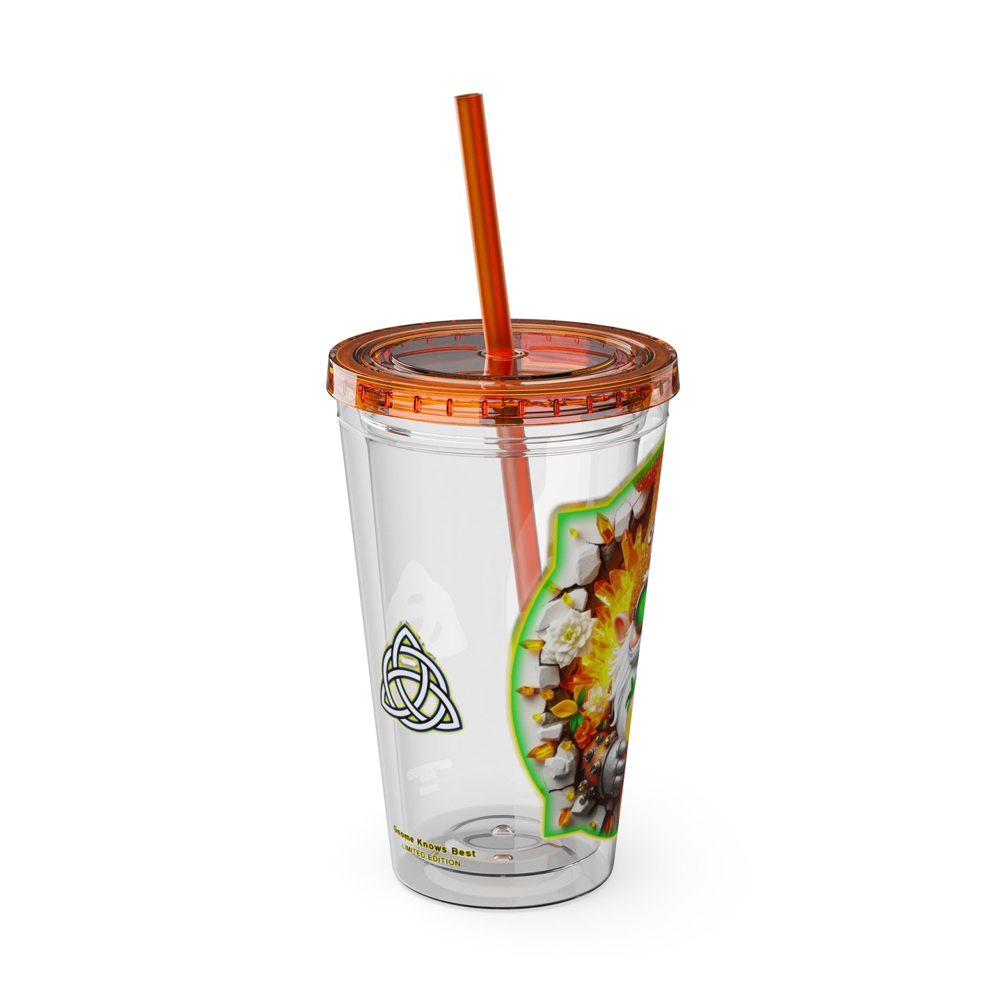 Cocktails Collection ~ GNOME KNOWS BEST ~ Sunsplash Tumbler with Straw, 16oz