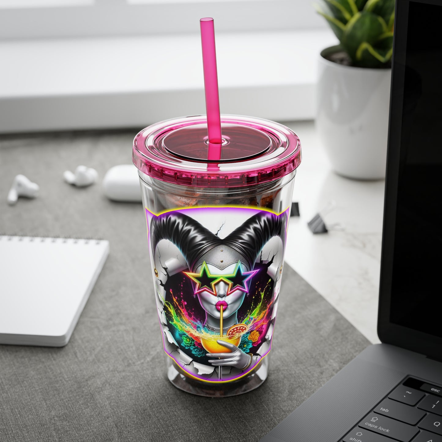 Cocktails Collection ~ ROUGE REVERIE ~ Sunsplash Tumbler with Straw, 16oz