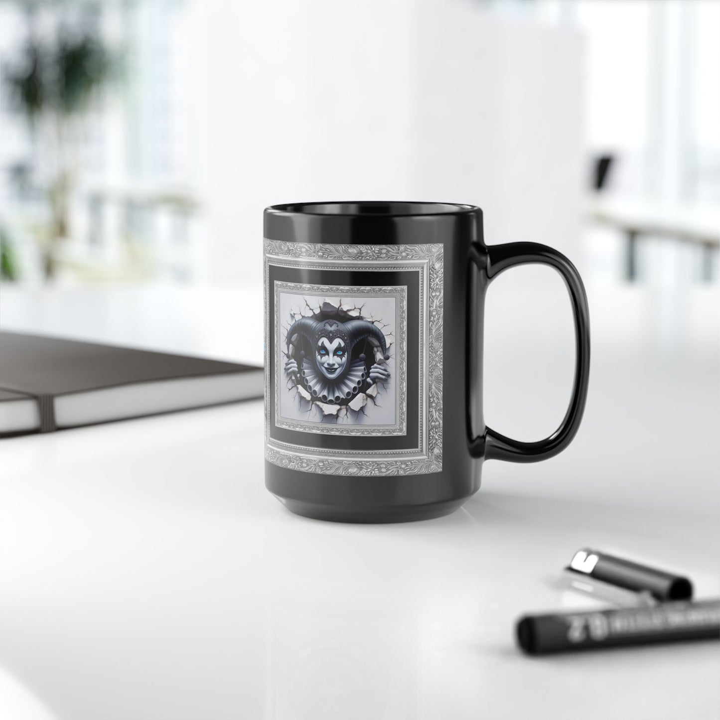 Striking Collection ~ BELLADEW BABY BLUE ~ Black Mug 15oz