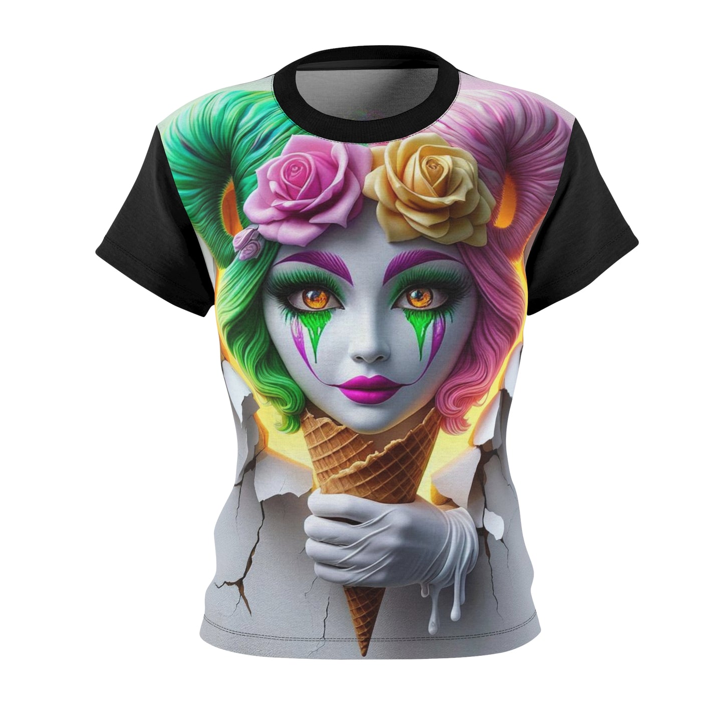 Sweet Ice Bliss of the Cream Rose Jester  - Comfortable Women's Crew Neck Shirt - GnomePOP