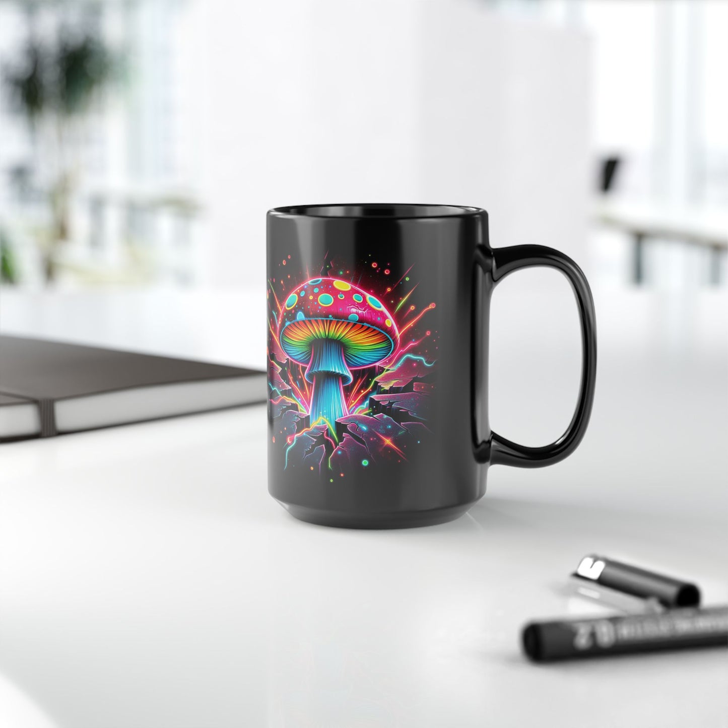 Night Spores Collection ~ THE HYPHAE HALO ~ Black Mug 15oz